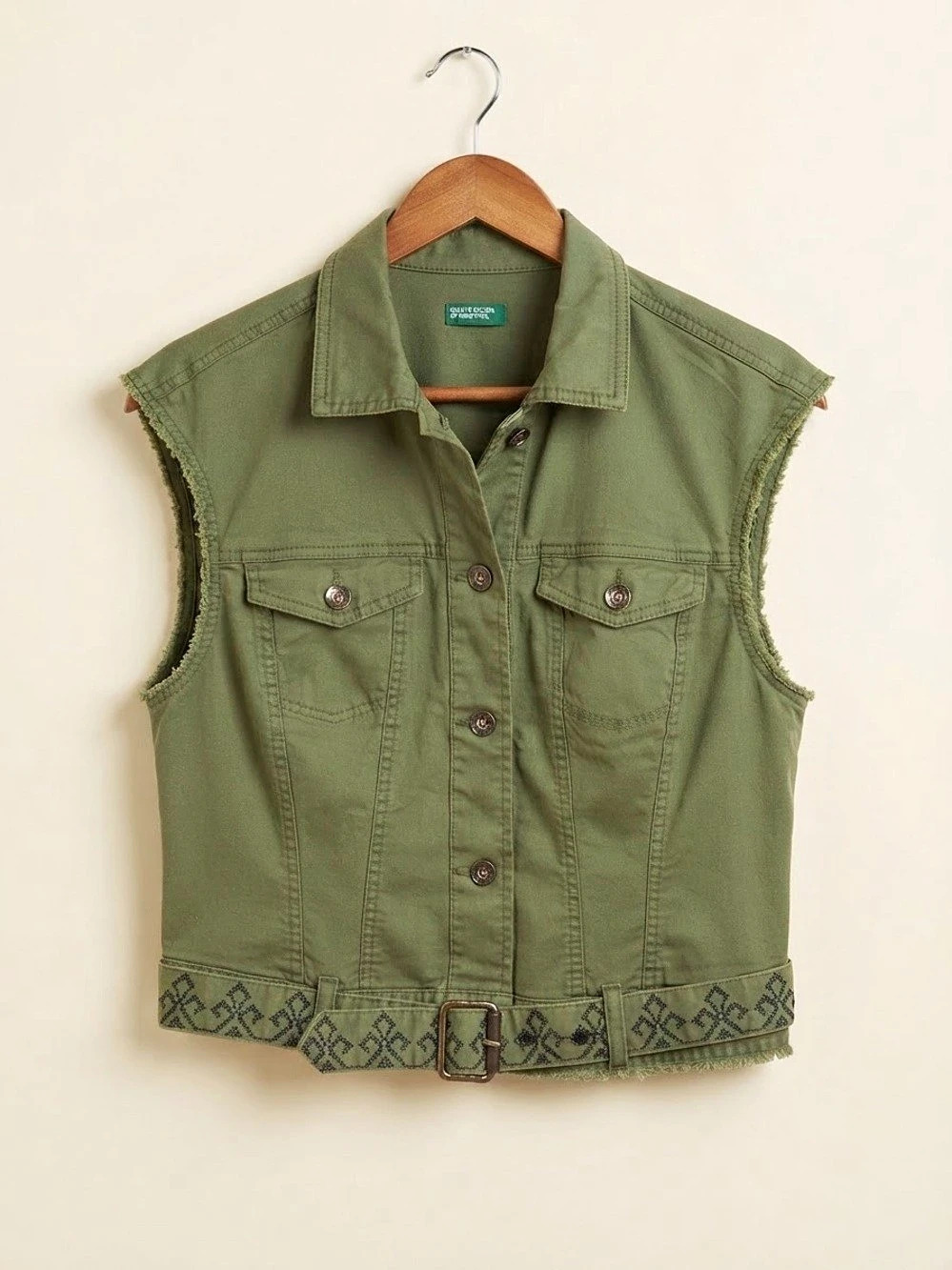 United Colors of Benetton Olive Utility Vest with Belt